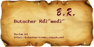 Butscher Rómeó névjegykártya